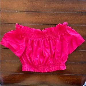 Zara Hot Pink Crop Top With Bow in Back